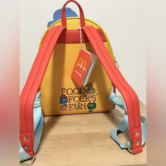 McDonald's Vintage Fry Kids Triple Pocket Mini Backpack Loungefly - Picture 6 of 12